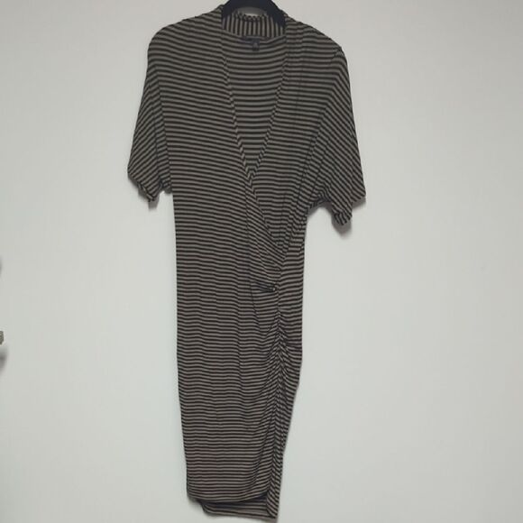 Banana Republic Elegant Black and Green Striped Dress - Picture 1 of 6